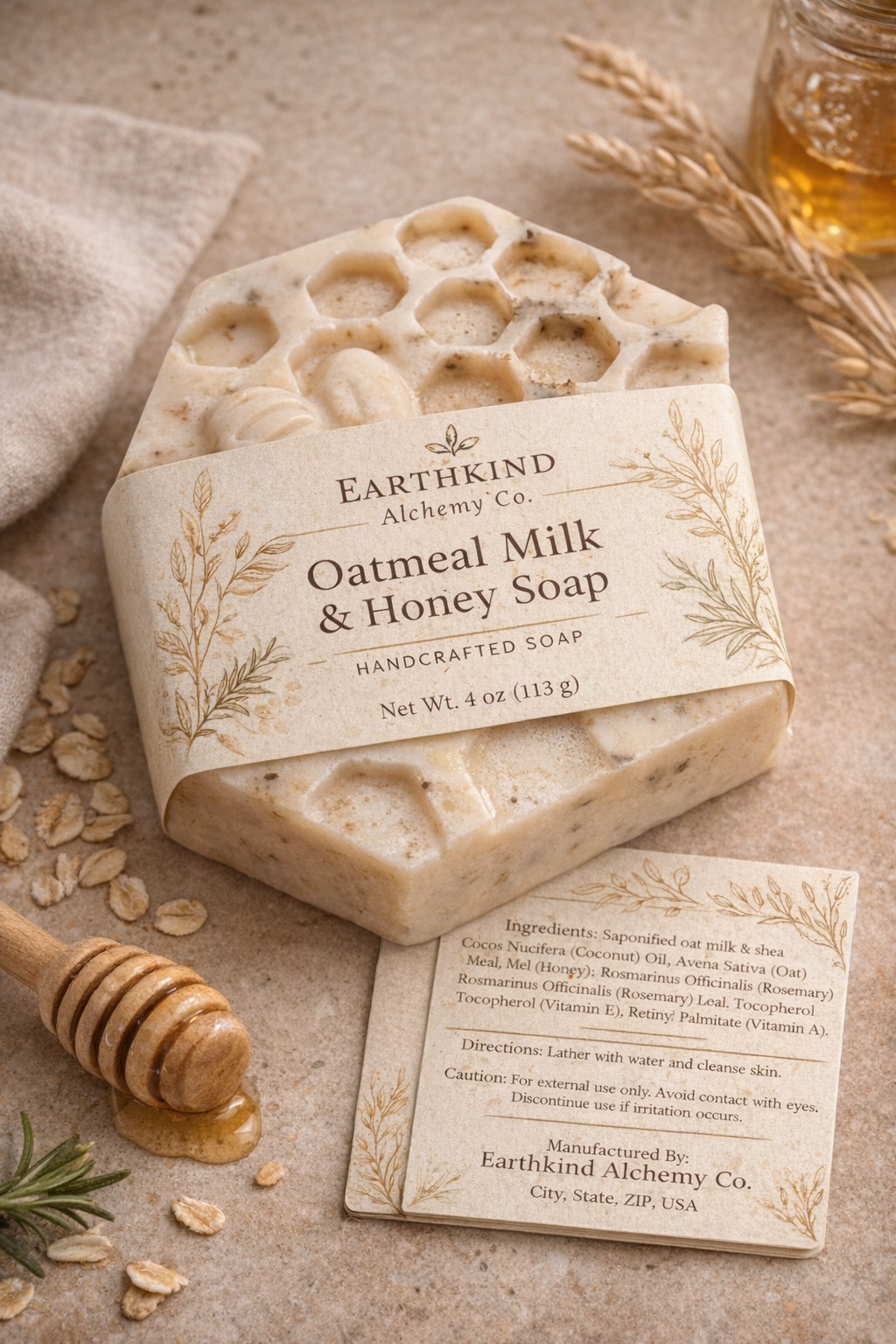 🌾🍯 

Oatmeal Milk & Honey Soap with Rosemary